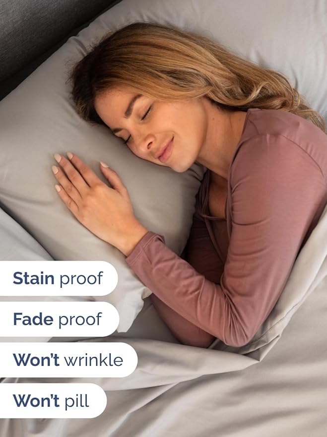 Extra Deep Cal King Sheet Set - 6 Piece Breathable and Cooling Sheets - Hotel Luxury Bed Sheets Set - Easy Fit - Soft, Wrinkle Free and Comfy Sheets Set - Light Grey Sheet Set with Extra Deep Pockets