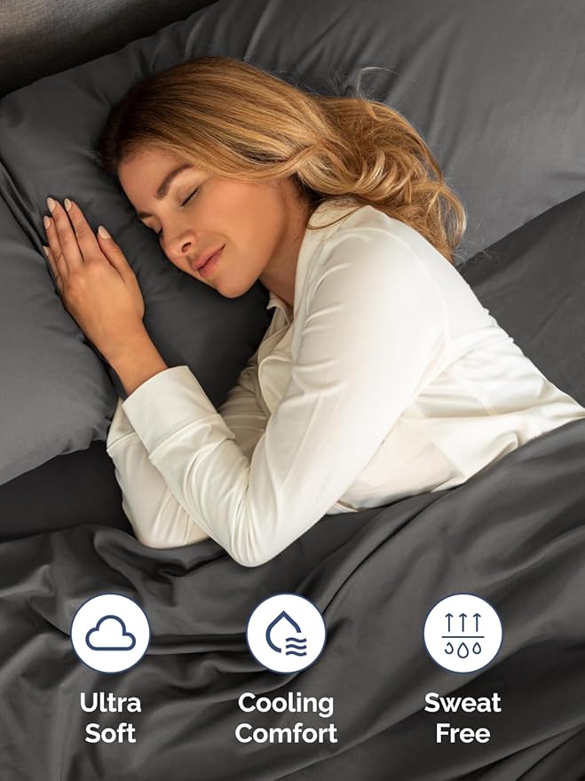 Extra Deep Twin Sheet Set - 4 Piece Breathable & Cooling Sheets - Hotel Luxury Bed Sheets Set - Easy & Secure Fit - Soft, Wrinkle Free & Comfy Sheets Set - Charcoal Sheet Set with Extra Deep Pockets