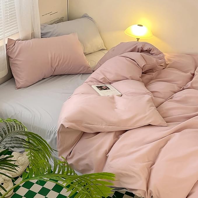 Wellboo Blush Pink Comforter Set California King Solid Pink Bedding Comforters Cal King Women Girls Dusty Pink Quilts Modern Plain Bean Red Blankets Soft Luxury Dream Pink Bedding Plain Pink Comforter