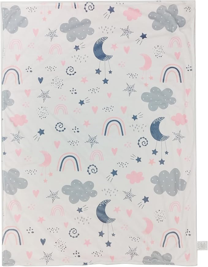 Baby Blanket for Boys Girls (Cloud Printed, 30"x40") with Double Layer Dotted Backing Soft Plush Minky Blanket for Toddlers Newborn