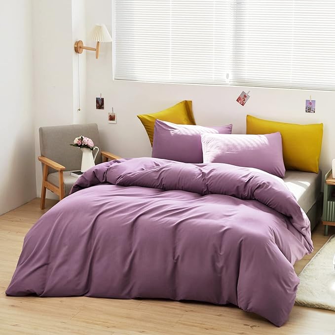 Purple Comforter Set King Women Dusty Purple Bedding Set Pale Mauve Blanket Quilts Dark Lilac Soft Breathable 3 Piece Comforter Set for King Bed Women Girls