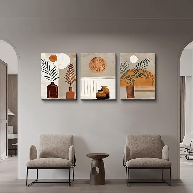 DZRWUBHS Large Wall Art for Living Room Canvas Wall Decor for Bedroom Boho Wall Art Prints Office Decoration Painting Abstract Wall Pictures Artwork Modern Minimalist Home Decor 3 Pcs Ready To Hang