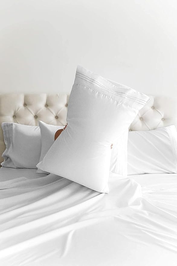 CGK Linens Cal King 6 Piece Sheet Set - Cooling Sheets for Hot Sleepers - Hotel Luxury Bedding Set with 8-16 Inch Deep Pockets - 1 Flat & 1 Fitted & 4 Pillowcases - Ultra Soft & Wrinkle Free - White