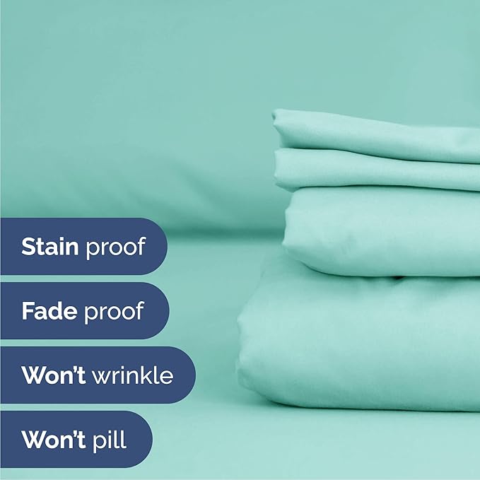 CGK Linens Cal King 6 Piece Sheet Set - Cooling Sheets for Hot Sleepers - Hotel Luxury Bedding Set with 8-16 Inch Deep Pockets - 1 Flat & 1 Fitted & 4 Pillowcases - Soft and Wrinkle Free - Spa Blue