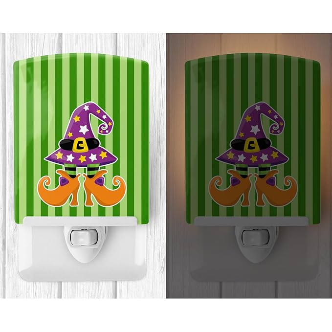 Caroline's Treasures BB9107CNL Halloween Witch's Feet #2 Ceramic Night Light Compact, UL-Certified, Ideal for Bedroom, Bathroom, Nursery, Hallway, Kitchen, 6x4x3, Multicolor
