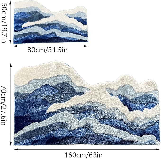 Wave Shape Furry Bedroom Rug, Fluffy Area Rug, Bathroom Rugs, Children's Room, Bathroom Mats,Bath Mats(31.5 x 19.7 in)