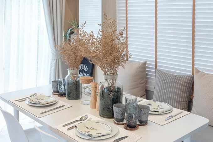 homing Neutral Beige Cloth Placemats Set of 12 – Cotton Linen Blend Washable Farmhouse Dining Table Mats for Indoors & Outdoors, Easy to Clean, 13 x 19 Inch