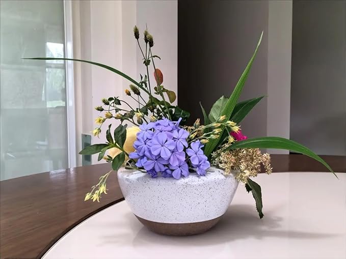 RISEON Ceramic Flower Arranging Vase, Floral Arrangement Holder Flower Frog Ikebana Art Flower Vase Pot Floral Centerpiece for Dining Table Home Office Wedding Decor