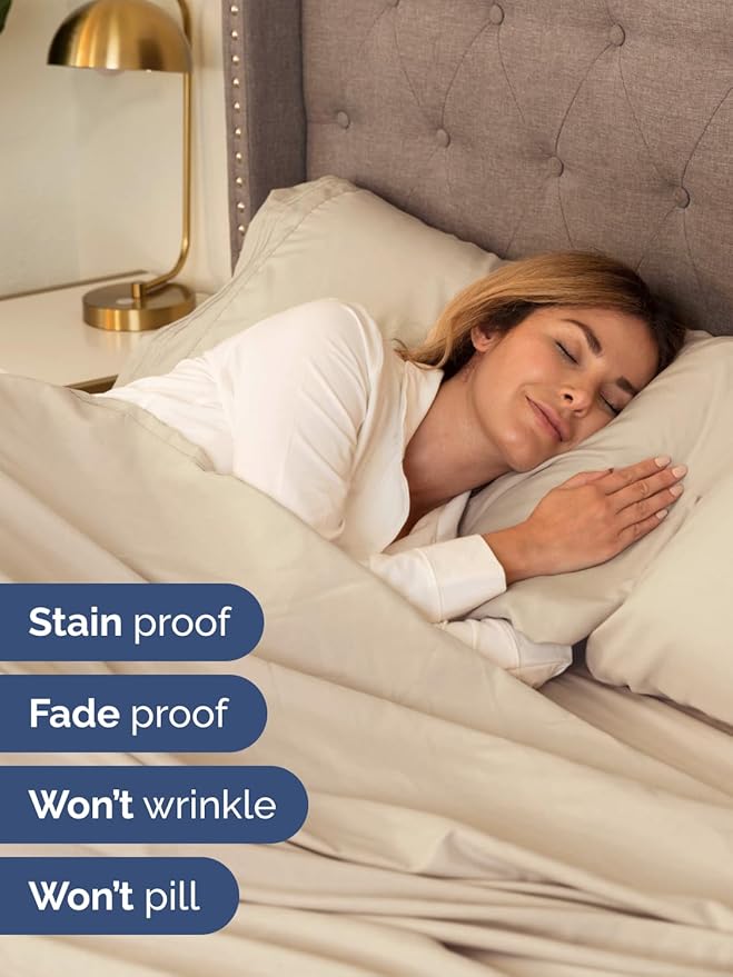 Extra Deep Twin XL Sheet Set - 4 Piece Breathable & Cooling Sheets - Hotel Luxury Bed Sheets Set - Easy & Secure Fit - Soft, Wrinkle Free & Comfy Sheets Set - Wheat Sheet Set with Extra Deep Pockets