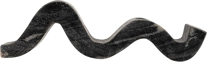 Bloomingville Marble Wave Double Taper Candle Holder, Black