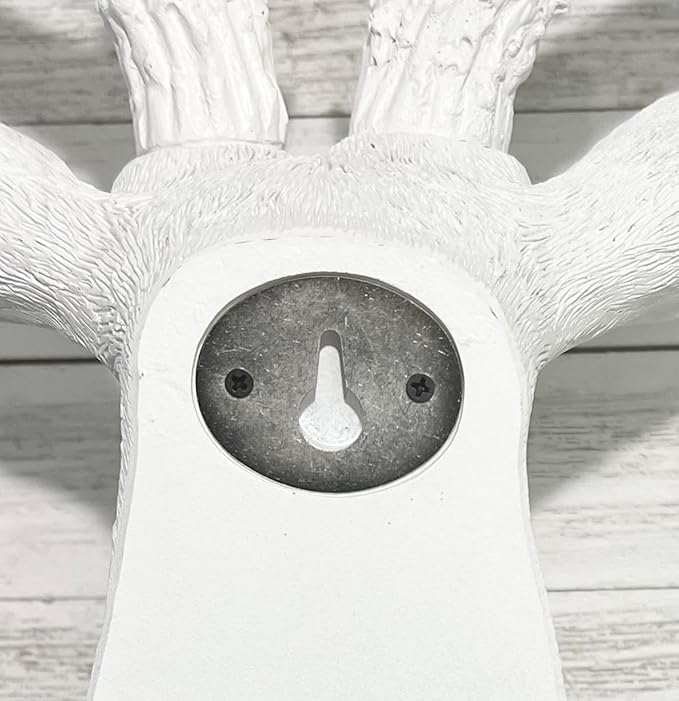 Top Brass 12 1/2" Faux White Deer Head/White Antlers Wall Decor - Modern Minimalism Taxidermy Art Sculpture