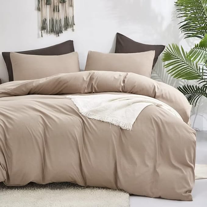 Wellboo Khaki Comforter Set Queen Size Cream Coffee Bedding Sets Dark Champagne Bed Quilts Solid Taupe Quilts Women Men Modern Oatmeal Brown Blankets Cream Khaki Comforters Plain Tan Taupe Color Bed