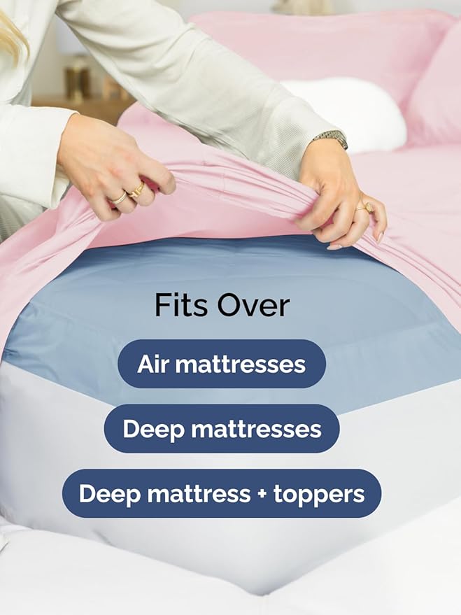 Extra Deep Full Sheet Set - 6 Piece Breathable and Cooling Sheets - Hotel Luxury Bed Sheets Set - Easy Fit - Soft, Wrinkle Free and Comfy Sheets Set - Lavender Pink Sheet Set with Extra Deep Pockets