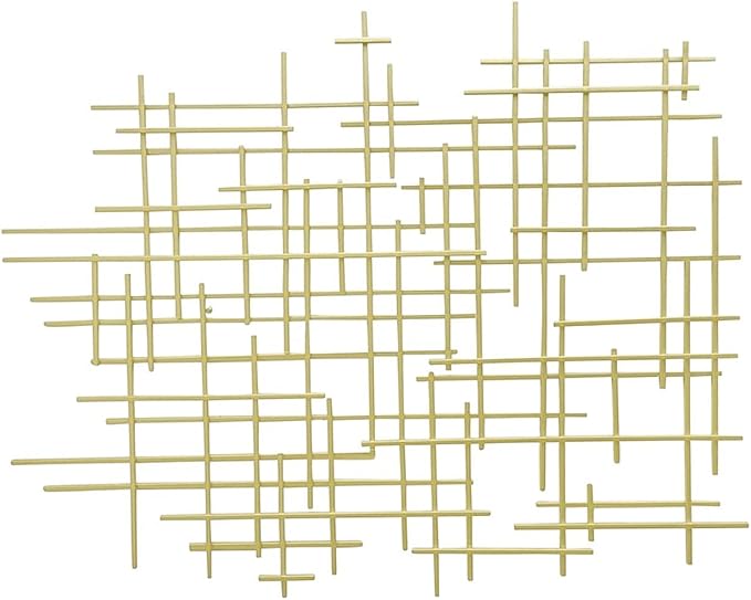 Bellaa 27079 Metal Wall Art Cross Geometric Abstract Modern Contemporary 3D Hanging Wrought Iron Minimalist Sculpture Living Room Outdoor Boho Farmhouse Home Decor Champagne Light Gold Large
