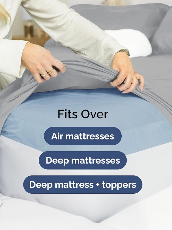Extra Deep Twin XL Sheet Set - 4 Piece Breathable and Cooling Sheets - Hotel Luxury Bed Sheets Set - Easy Fit - Soft, Wrinkle Free and Comfy Sheets Set - Steel Blue Sheet Set with Extra Deep Pockets