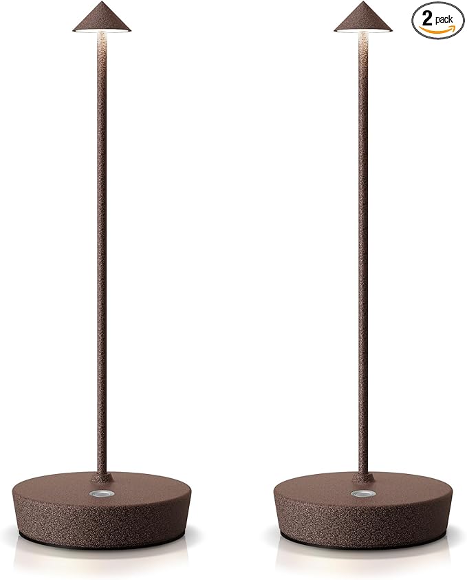 SAKRINGT 2 Pack Cordless Table Lamps Rechargeable, 6000mAh Battery Operated Waterproof Stepless Dimming Modern Portable LED Table Light for Restaurant Dining Patio Outdoor
