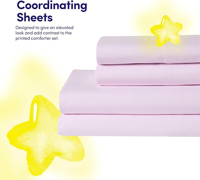 Heart Comforter Set Full Size for Girls – Soft Pink Bed in a Bag with Sheets, Pillowcases & Shams – Cute Kids Bedding with Love Hearts Design – Cozy Microfiber for Child or Tween Bedroom Decor
