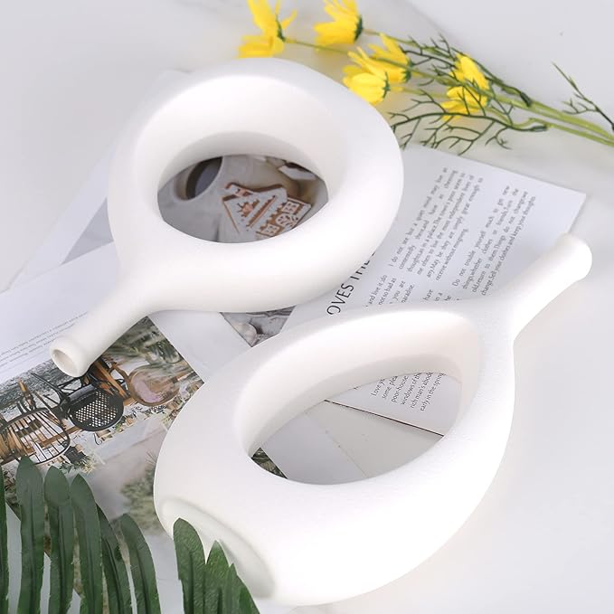White Ceramic Vase Set 2,Modern Hollow Circle with Hole Flower Vase for Home Decor,for Table Centerpieces,Farmhouse,Fire Place,Living Room,Bedroom,Office,Bookshelf,Rustic Decor
