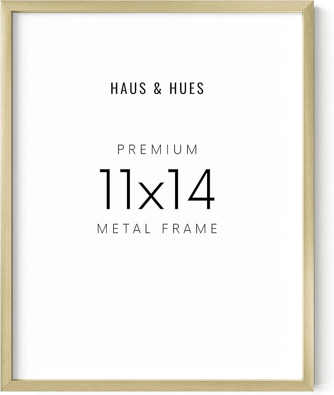 HAUS AND HUES 11x14 Gold Poster Frame - 11x14 Picture Frame Gold, Gold Certificate Frame, Aluminum Diploma Frames 11x14, Gold Picture Frame, Gold Wall Metal Poster Frame (Gold Aluminum Frame)