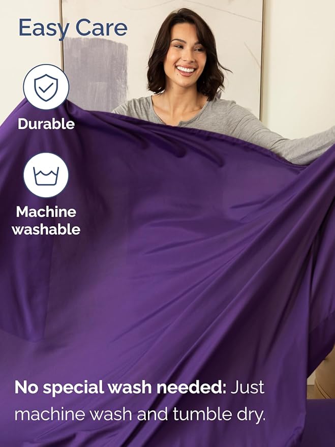 Extra Deep Twin XL Sheet Set - 4 Piece Breathable & Cooling Sheets - Hotel Luxury Bed Sheets Set - Easy & Secure Fit - Soft, Wrinkle Free & Comfy Sheets Set - Purple Sheet Set with Extra Deep Pockets