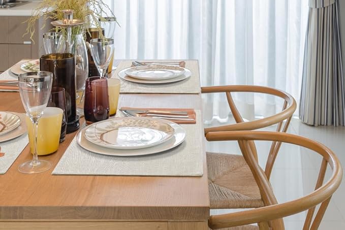 homing Neutral Beige Cloth Placemats Set of 12 – Cotton Linen Blend Washable Farmhouse Dining Table Mats for Indoors & Outdoors, Easy to Clean, 13 x 19 Inch