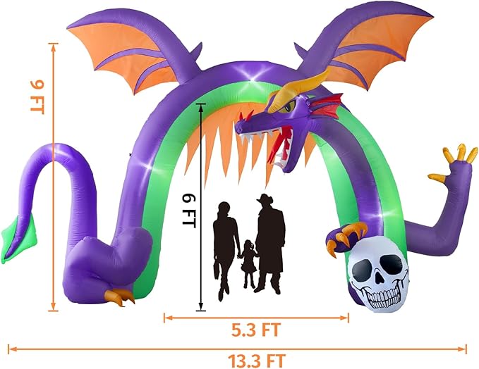 Amazingforless (9ft) Halloween LED Inflatable Decorations w/Blower Spooky Animated Blow Up (Frankenstein, Dragon, Ghost, Pumpkin, Skeleton Dog,Tree,Clown, Archway)