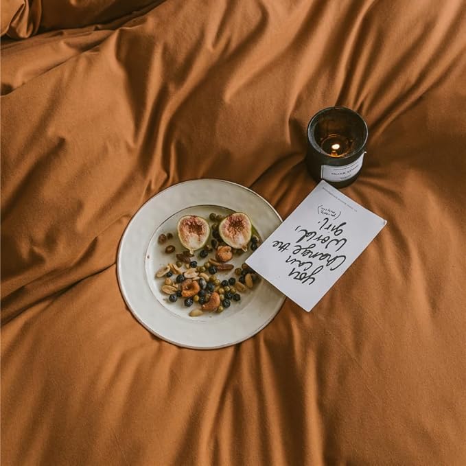 Wellboo Pumpkin Color Comforter Sets Twin Size Solid Rust Bedding Comforters Burnt Orange Soft Quilts Cotton Women Girls Rust Caramel Blankets Modern Reddish Orange Bed Comforter Brown Terracotta Bed