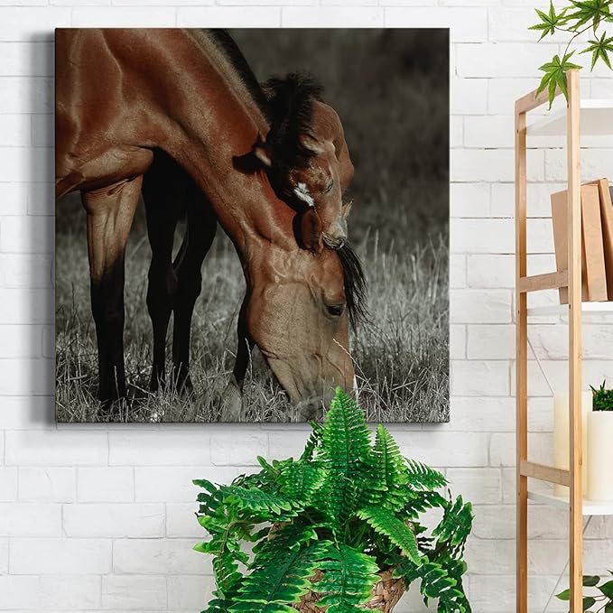 Colorful Animals Painting Wall Art on Canvas Modern Abstract Artwork, Unbroken Bond Wall Art, Ready to Hang, 40'' x 40''