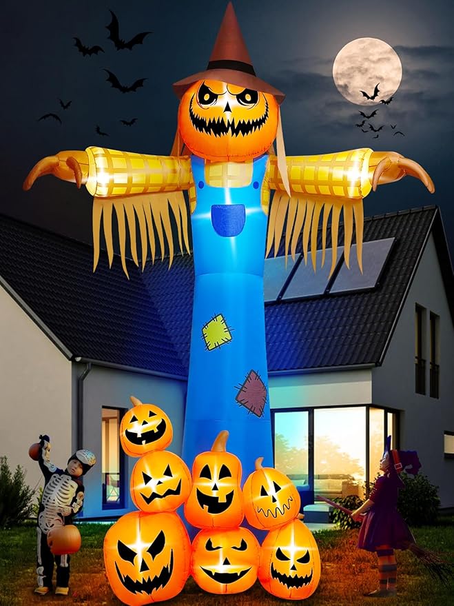 12.5FT Giant Pumpkin Head Halloween Inflatable with Built-in LED Lights and Sound Blow Up Halloween Yard Decorations Lawn Party Indoor Outdoor