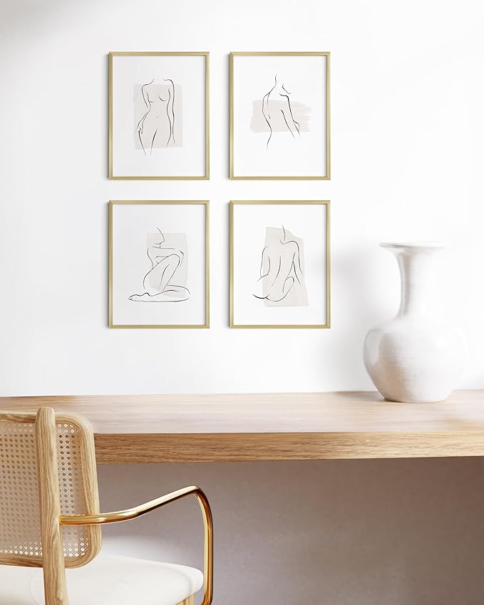 HAUS AND HUES 8.5x11 Gold Metal Picture Frames - Features Premium Aluminum, Vertical & Horizontal Hang, Shatterproof Plexiglass - Perfect for Home, Room, Office (8.5x11 in, Gold, Set of 4)