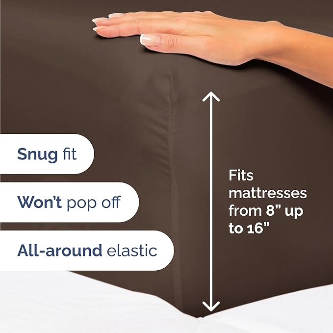 CGK Linens Cal King 6 Piece Sheet Set - Cooling Sheets for Hot Sleepers - Hotel Luxury Bedding Set with 8-16 Inch Deep Pockets - 1 Flat & 1 Fitted & 4 Pillowcases - Ultra Soft & Wrinkle Free - Brown