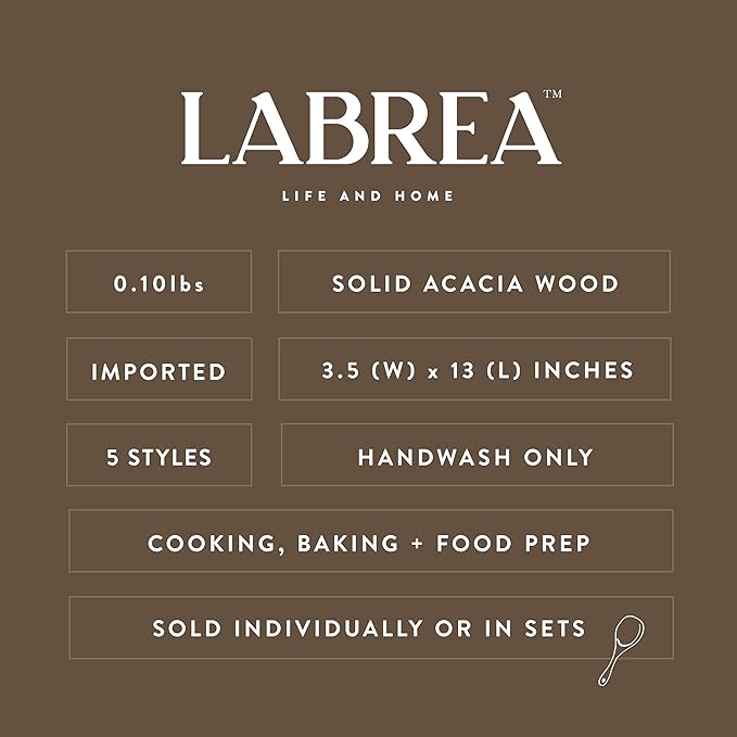 Labrea Life and Home 1pc Solid Acacia Wood Skimmer Kitchen Utensils Cooking Baking Home Essentials 12 Inch