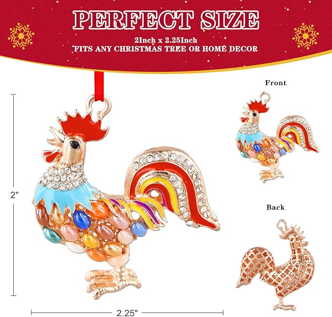 WhatSign Metal Chicken Christmas Ornament - Farm Animal Tree Decoration, Keepsake Gift for Christmas Decor