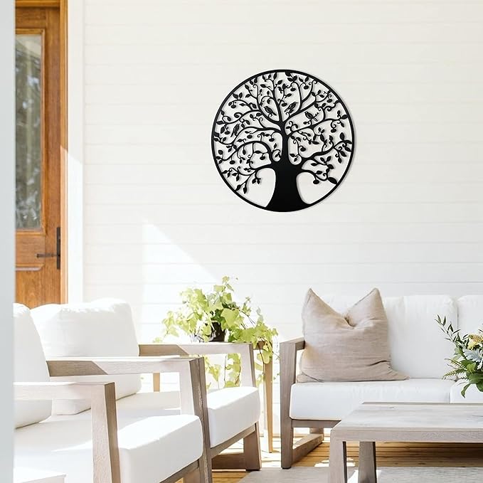 Remenna Metal Wall Art-Tree of Life Wall Decor 23inch Family Tree Metal Wall Hanging Bedroom Living Room Decor Outdoor Decoration (Tree of Life -B)