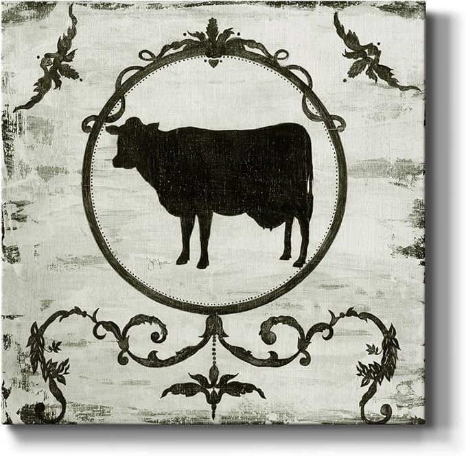 Colorful Animals Painting Wall Art on Canvas Modern Abstract Artwork, Berkshire Cow Wall Art, Ready to Hang, 40'' x 40''