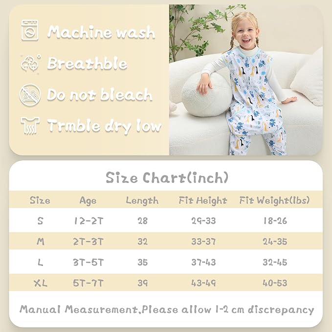 WONDAY Toddler Sleeping Sack, Sleep Sack 2t-3t, Sleep Sack Early Walkers Baby Wearable Blanket, Sleeping Bag Toddler Baby Sleep Sack with Feet, Sleeveless Sleep Sack for Toddlers