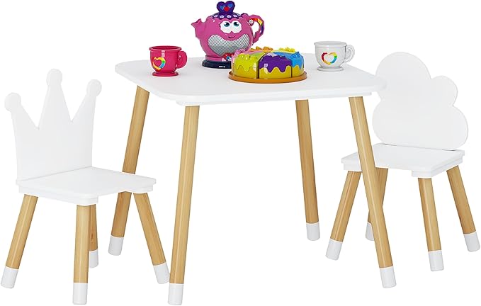 UTEX Kids Table with 2 Chairs Set, Kids Table and Chair Set,3 Piece Kiddy Table and Chair Set, Toddler Table and Chairs, White