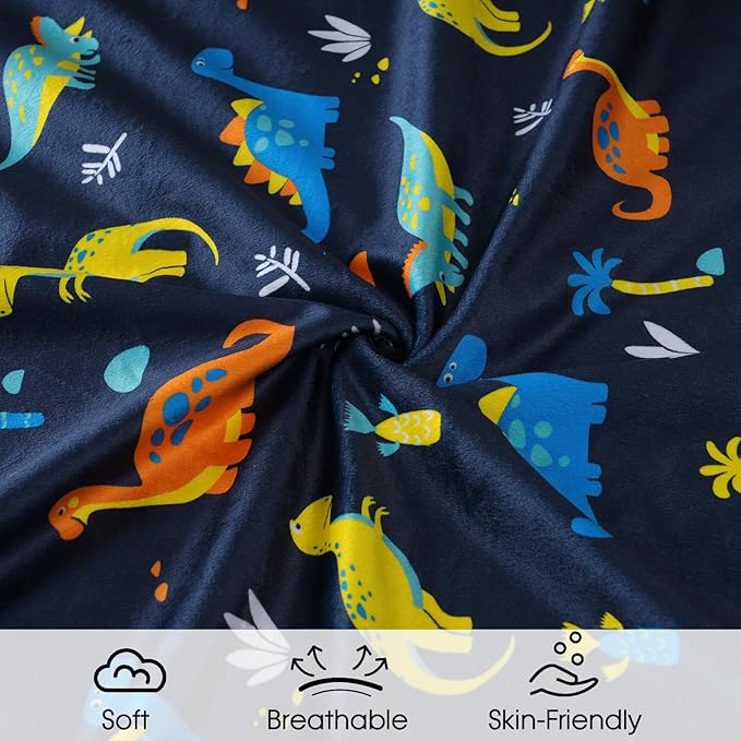 Minky Baby Blanket for Boys, Soft Lightweight Micro Fleece Blanket with Double Layer, Dotted Backing, Breathable Receiving Blanket for Newborns, 30x40 Inches, Dinosaur