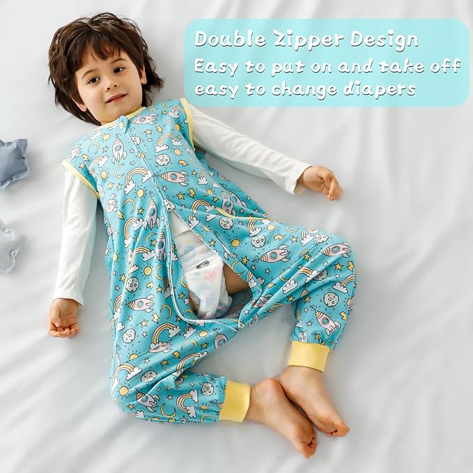 WONDAY Toddler Sleeping Sack, Sleep Sack 2t-3t, Sleep Sack Baby Wearable Blanket, Sleeping Bag Toddler Baby Sleep Sack with Feet, Sleeveless Sleep Sack for Toddlers