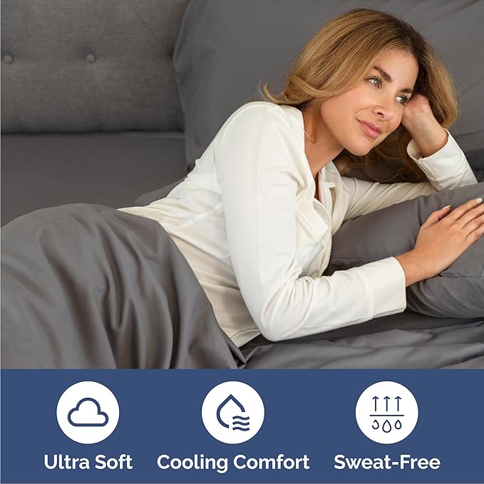 CGK Linens Queen 6 Piece Sheet Set - Cooling Sheets for Hot Sleepers - Hotel Luxury Bedding Set with 8-16 Inch Deep Pockets - 1 Flat & 1 Fitted & 4 Pillowcases - Soft, Comfy & Wrinkle Free - Dark Grey
