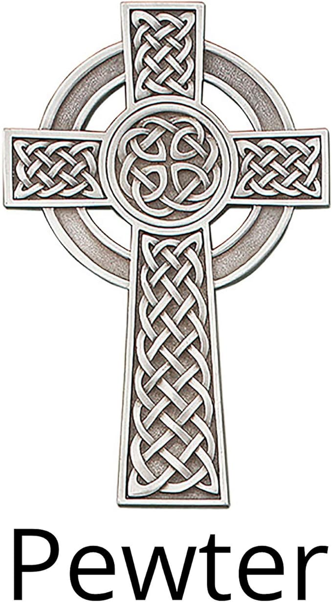 Christian Brands Crucifixes - Pewter Knotted Celtic Hanging Wall Cross, 8" H, Antiqued Finish