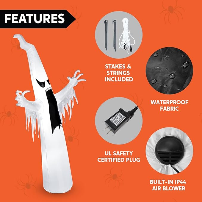 Joiedomi 12 FT Halloween Inflatables Outdoor Decorations, Scary Ghost Halloween Decor, Inflatable Ghost Blow Ups for Yard with LEDs for Outside Yard Decorations