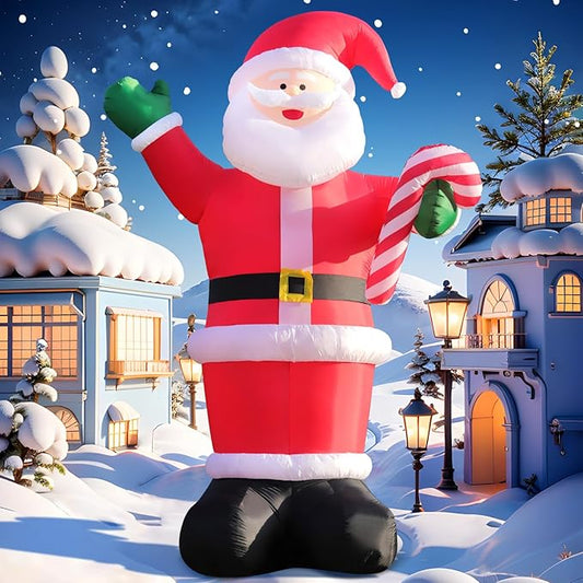 DomKom 14 FT Huge Christmas Inflatable Outdoor Decoration Santa Claus, LED Lights Holiday Blow Up Yard Decoration for Holiday Party Garden Yard Lawn Winter Decor
