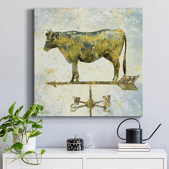 Canvas Prints Wall Art Animals Painting for Wall Décor, Americana Cow Wall Art, Ready to Hang, 32'' x 32''