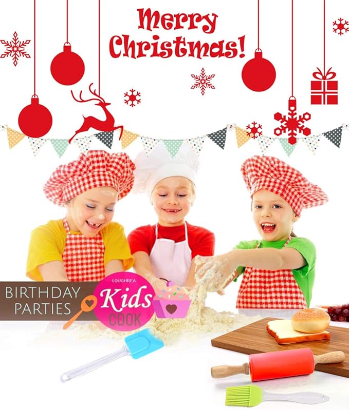 Kids Baking Set Real Cooking Kit Supplies with Kids Apron, Chef Hat, Oven Mitt, Recipes and Kitchen Accessories Tools for Toddler Dress Up Kids Gift for Little Kids Gift