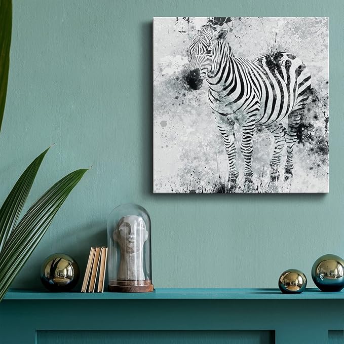 Canvas Wall Art Animals Theme for Home Décor, Zebra I Wall Art, Ready to Hang, 16'' x 16''