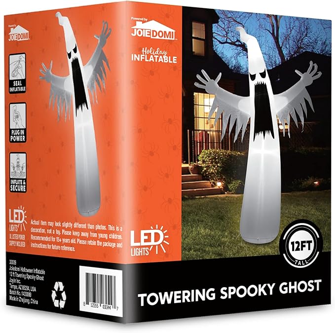 Joiedomi 12 FT Halloween Inflatables Outdoor Decorations, Scary Ghost Halloween Decor, Inflatable Ghost Blow Ups for Yard with LEDs for Outside Yard Decorations