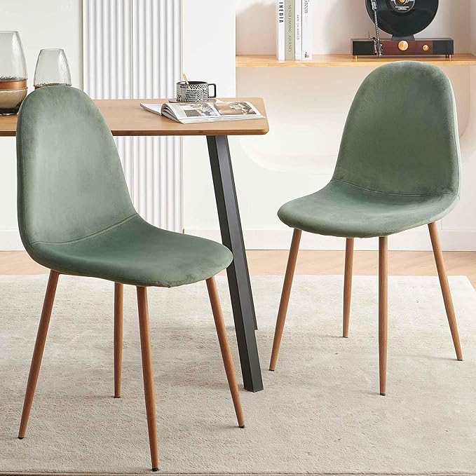 Velvet Dining Chairs Set of 4 - Modern Seating with Metal Legs for Living, Bedroom,Dining Room - Green Chairs for Dining Room, Chair Set for 4