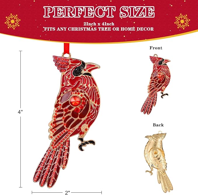 WhatSign Cardinal Christmas Ornaments - Metal Red Ornament for Christmas Tree Party Decor Bird Hanging Keepsake Gifts for Women