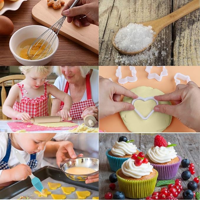 Vanmor Kids Basic Cooking and Baking Sets, 26 Pcs Kids Baking Sets with Kids Chef Hat and Apron for Girls Boys Toddler Dress Up Chef Costume Career Role-Playing Toys for 3456 Years Old Girl Boys Gifts